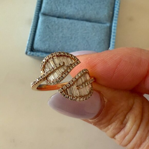 Anita Ko Small Leaf Ring - Rose Gold Size 6 - Picture 4 of 5